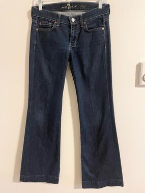 7 for All Mankind Dojo Trouser Flare Jeans Women 27 Low Rise Dark Wash Y2K 7famk
